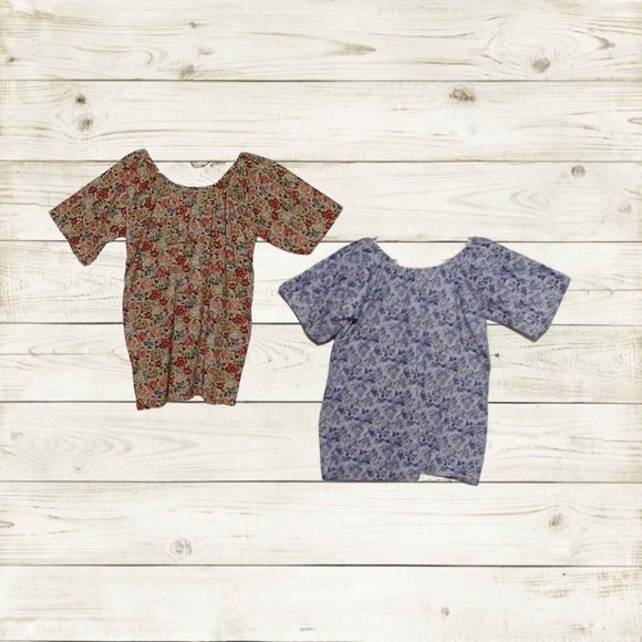 Handmade set of two womens tops size L short sleeve multiclor - Picture 5 of 13
